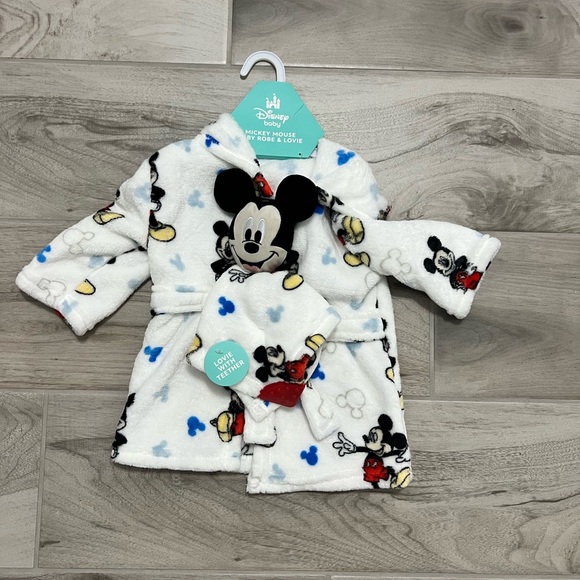 Disney Other - Adorable Mickey Mouse Bath Robe & Teether Set - 3-6 Months!
